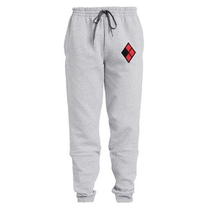 Batman Harley Quinn Diamond Logo Unisex Jogger Sweatpants with Pockets for Men and Women Athletic Heather - 1 of 4