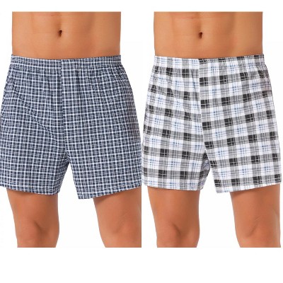 INSPIRE CHIC Men's 2 Pack Classic Plaid Pattern Boxer Shorts