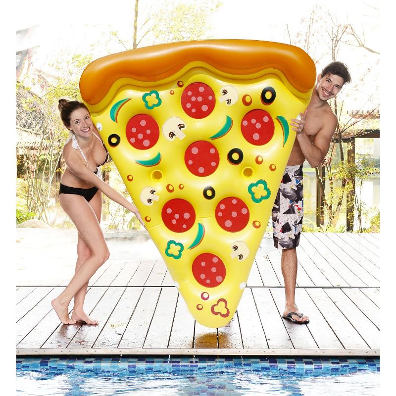 Pool Central 70.5" Inflatable Pizza Slice 1-Person Swimming Pool Raft Float - Yellow/Orange, 2 of 4