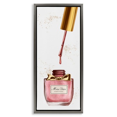 Stupell Industries Makeup Nail Polish Brush Gold & Pink, 15" x 31"