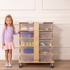 ECR4Kids 20-Compartment Mobile Storage Tower with Cubby Bins with Lids, 5x4, Natural - 4 of 4