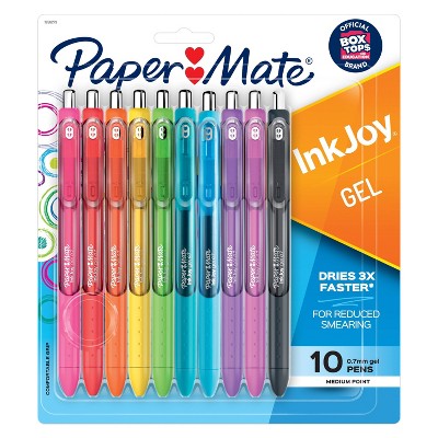 Paper Mate Ink Joy 10pk Gel Pens 0.7mm Medium Tip Multicolored: Retractable, Quick Drying, Multicolor Ink, Stationery Set