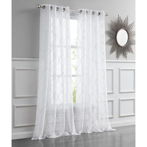 Dainty Home Springfield Glitter Embroidered Sheer Grommet Single Curtain Panel - 1 of 4