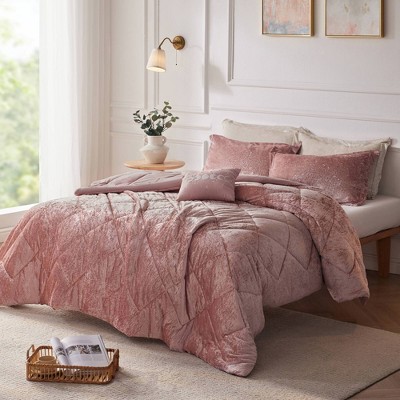 Blush Velvet Twin/Twin XL Duvet Cover Set with Quilted Design