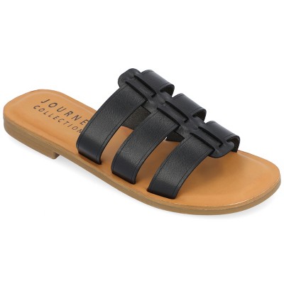 Journee Collection Womens Serrie Slip On Slide Flat Sandal