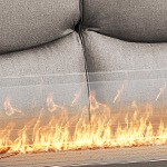 brown wicker/gray cushion