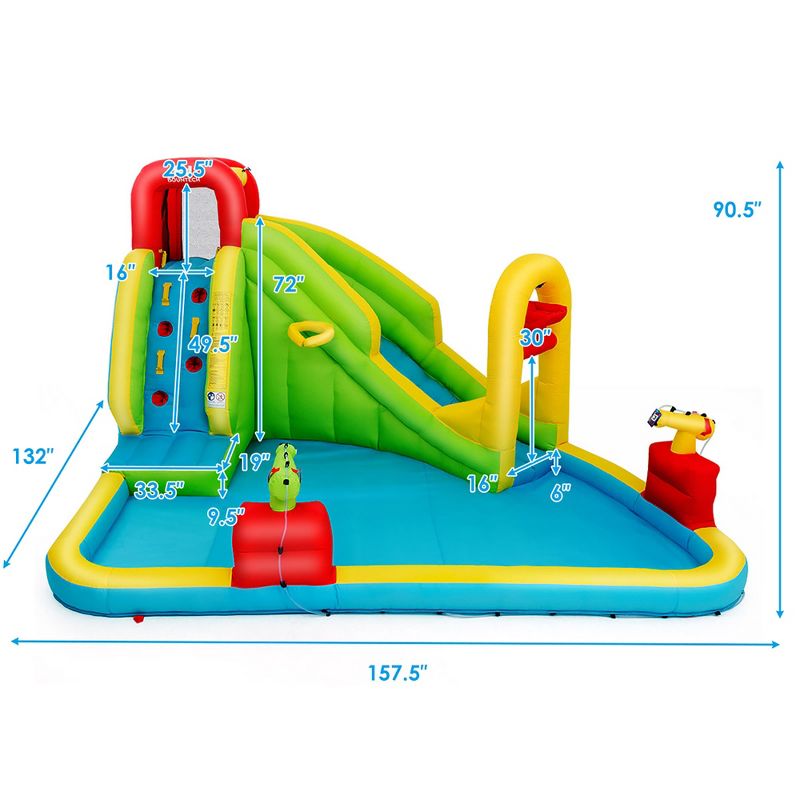 Costway Inflatable Water Slide Kids Splash Pool Bounce House without Blower, 4 of 10