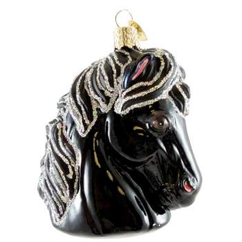 CHRISTMAS ORNAMENT BONNER'S GLASS BLACK HORSE