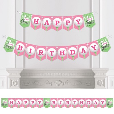 Big Dot of Happiness Golf Girl - Pink Birthday Party Bunting Banner - Party Decorations - Happy Birthday