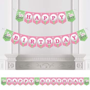 Big Dot of Happiness Golf Girl - Pink Birthday Party Bunting Banner - Party Decorations - Happy Birthday