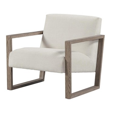 HomeRoots 28" Off White and Ash Gray Fabric Lounge Chair