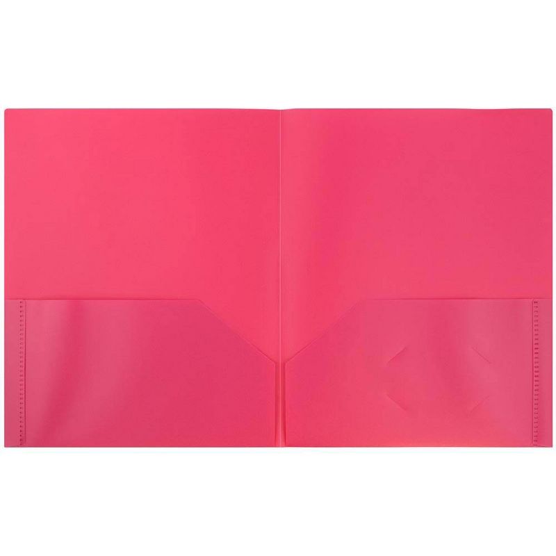 JAM 6pk POP 2 Pocket School Presentation Plastic Folders Pink, 3 of 7
