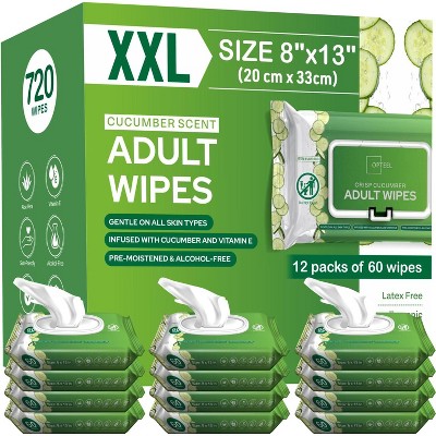 Opteel Adult Wipes Extra Large Freshly Scented - Skin-Friendly Wet Wipes for Adults & Elderly Disposable Washcloths