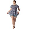 Agnes Orinda Women's Plus Size Chiffon Smock Waist Ditsy Floral Peplum Casual Blouses - 3 of 4