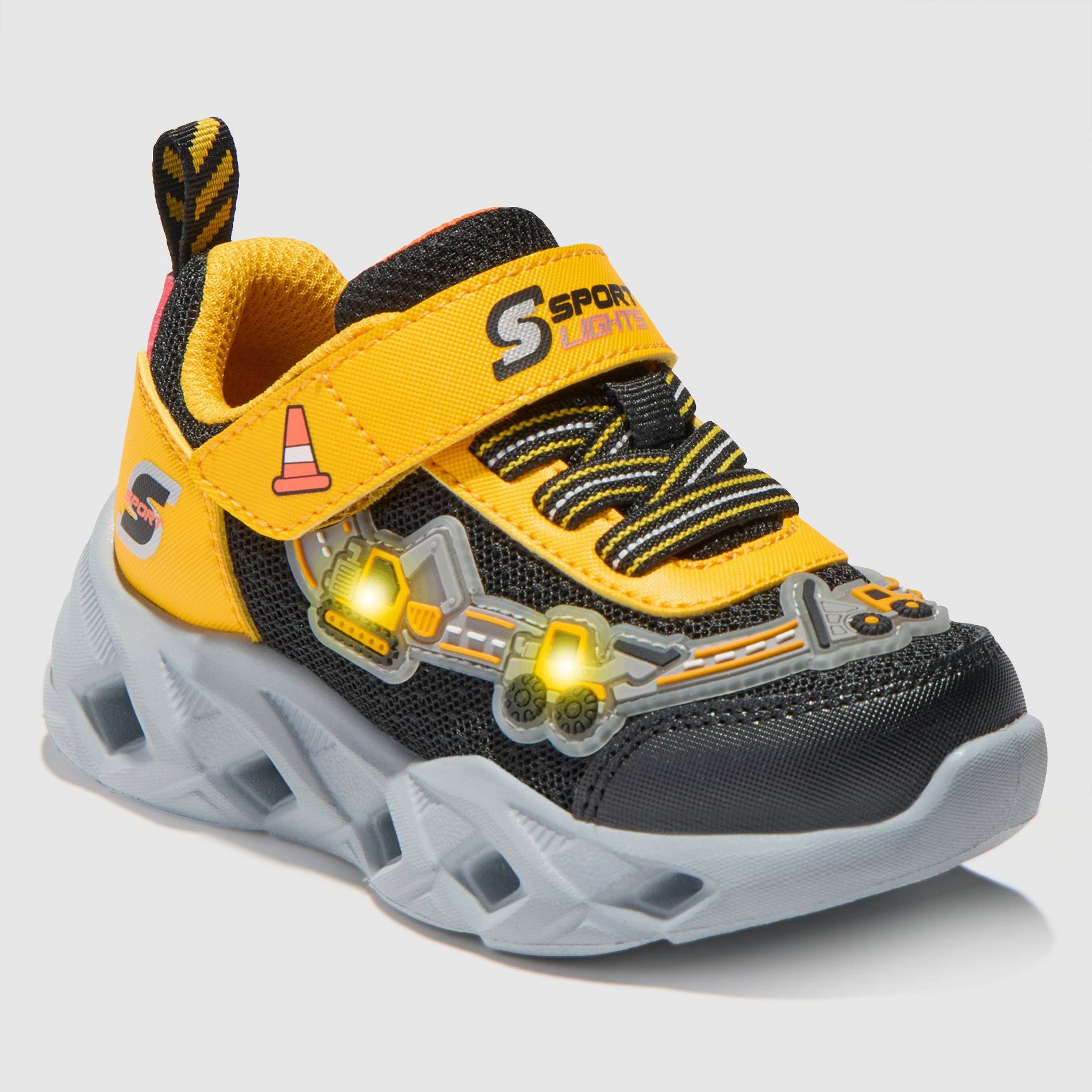 S Sport By Skechers Toddler Antoney Construction Light Up Sneakers - Black/Yellow