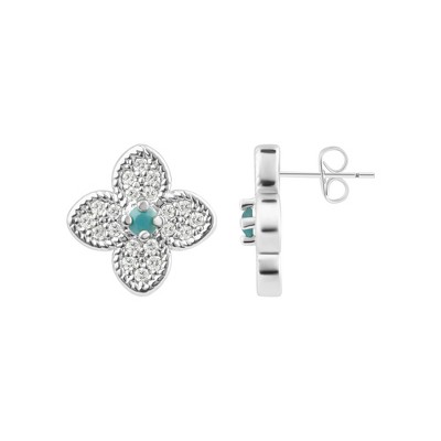 Adornia Silver Plated Turquoise Flower Earrings