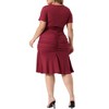 Agnes Orinda Women's Plus Size Regular Fit Ruffle Hem V-Neck Short Sleeve Ruching Bodycon Dress - 4 of 4