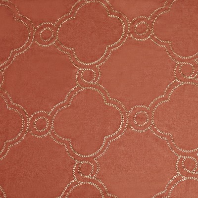 Embroidered Moroccan Trellis Semi-Sheer Grommet Curtain Panel Set, 52" x 63", Rust - Blue Nile Mills