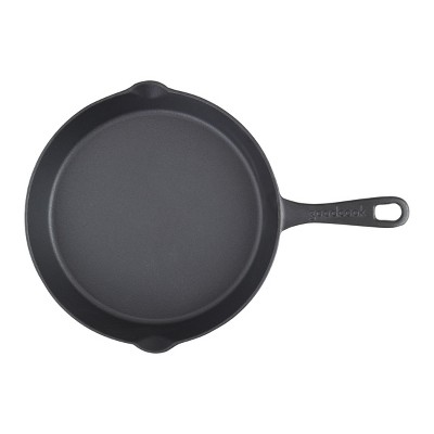 Winco IGL-10, 10-Inch Black Coated Round Cast Iron Grill Pan