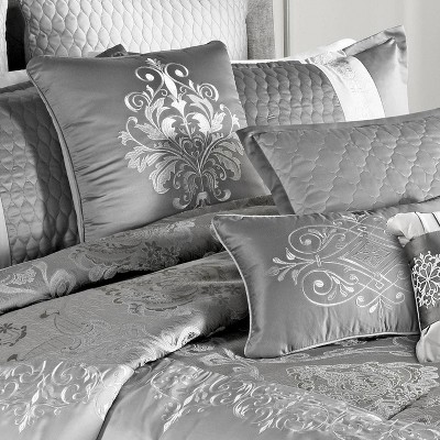 Kacee Platinum Gray 12-Piece King Comforter Set