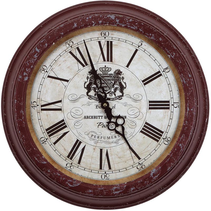 16&#188;&#34; Round Wall Clock Distressed Red - Yosemite Home Decor, 1 of 8