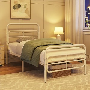 Yaheetech Modern Metal Platform Bed with Geometric Patterned Headboard - 1 of 4