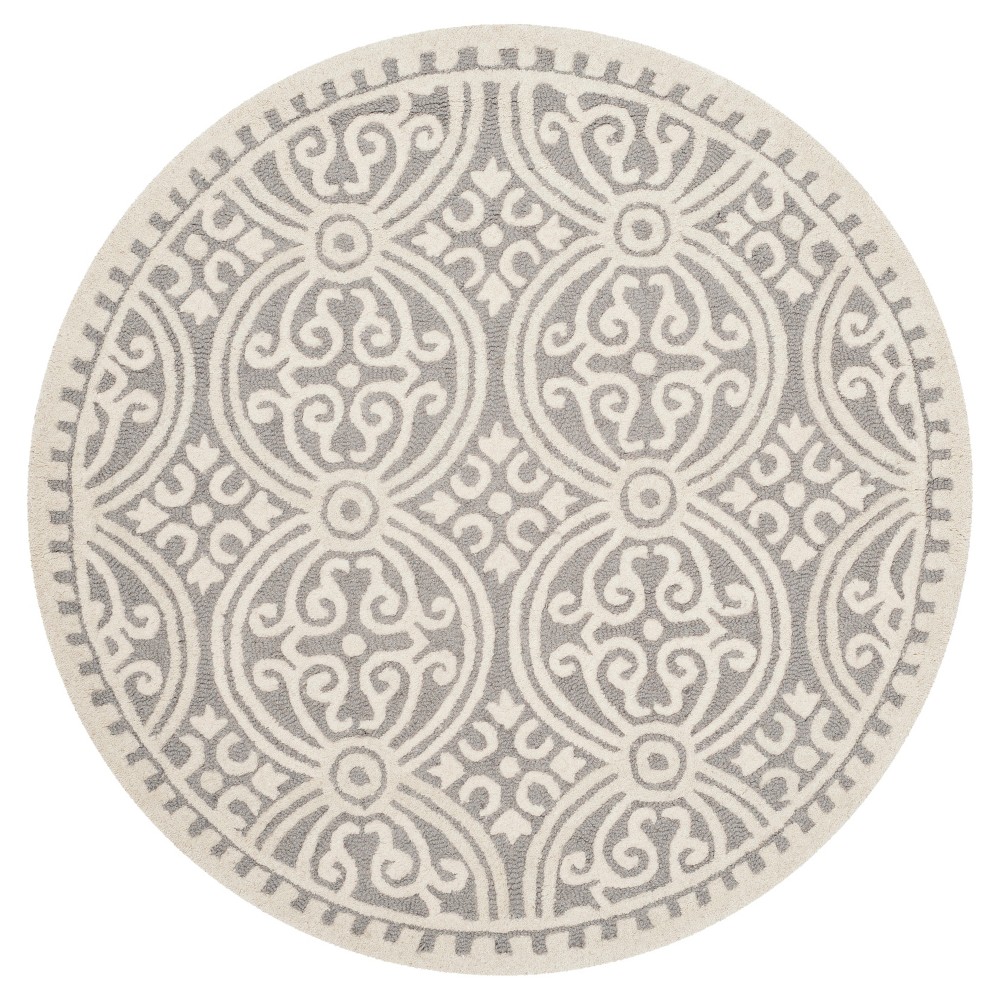 4' Round Marlton Medallion Area Rug Silver/Ivory - Safavieh