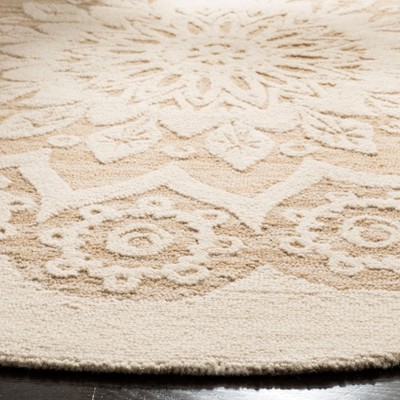 Ivory Floral Handmade Tufted Wool Round Area Rug