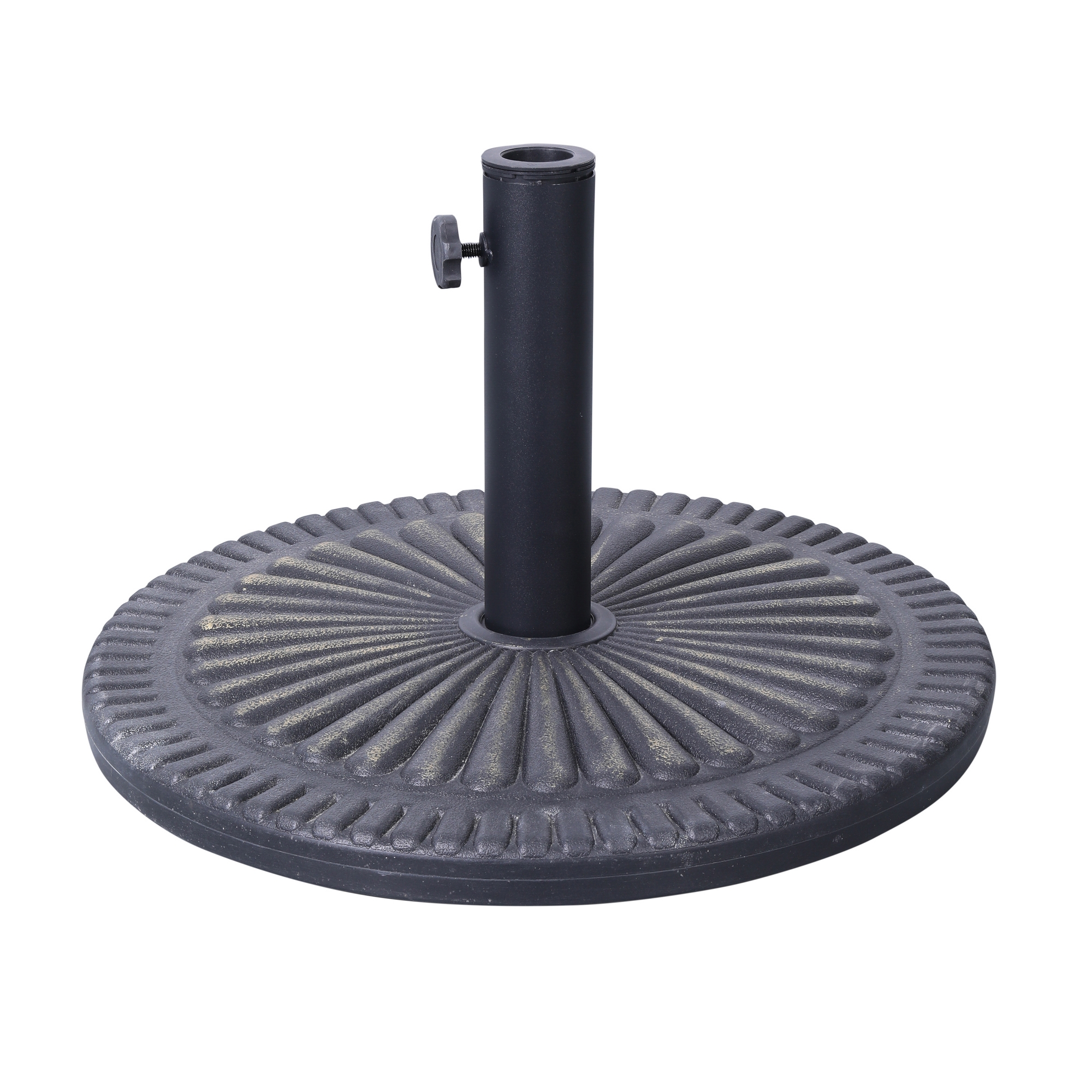 Emma and Oliver 19.25" Diameter Universal Bronze Sunburst Pattern Cement Patio Umbrella Base with Weatherproof Plastic Polymer Coating