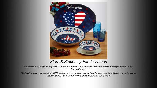 12pc Stars and Stripes Melamine Dinnerware Set - Certified International, 2 of 6, play video