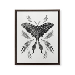 Avenie Luna Moth Black and White Framed Art Canvas - Society6 - 1 of 3