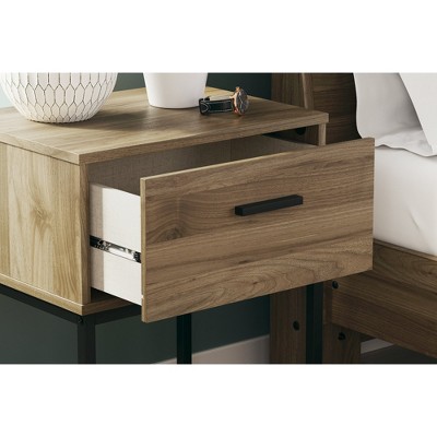 Deanlow Honey Brown and Black 1-Drawer Nightstand