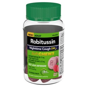 Robitussin Nighttime Cough Soft Chewable Tablets - Cooling Berry - 20ct - 1 of 4