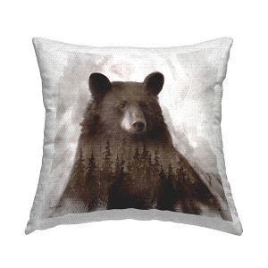 Stupell Industries Woodland Brown Bear Portrait Abstract Pine Tree Forest - 1 of 3
