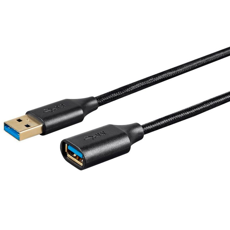 Monoprice USB & Lightning Cable - 10 Feet - Black | USB 3.0 A Male to A Female Premium Extension Cable, 2 of 7