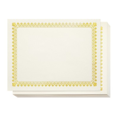 Best Paper Greetings 48 Pack Gold Foiled Blank Certificate Sheets, 2024 Graduation Diploma Award Papers for Printer, 8.5 x 11 in
