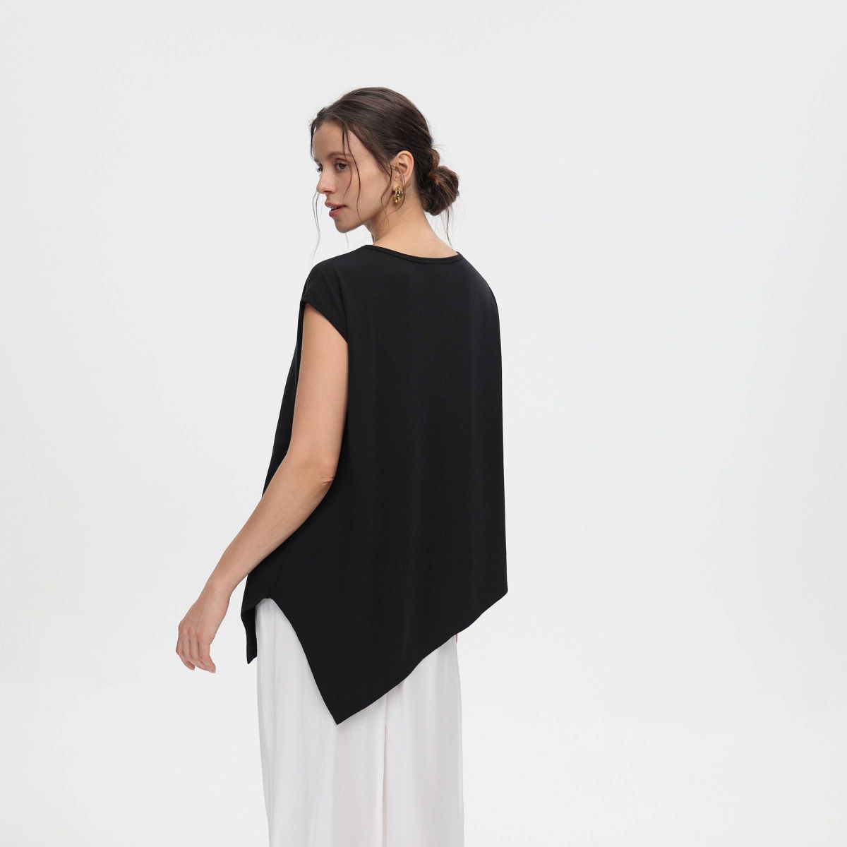 Women's Cap Sleeve Asymmetrical Knit Top - A New Day™ - thumbnail 2