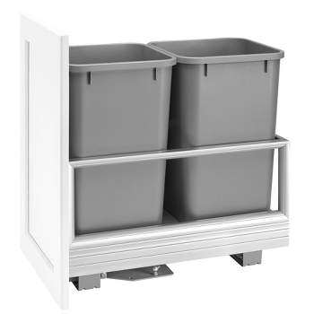 Rev-A-Shelf 5149 Series Double Aluminum Pull-Out Kitchen Waste Containers with Soft Open and Close Slides
