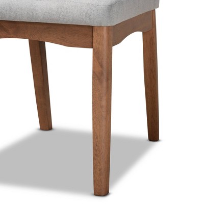 Light Grey Fabric and Walnut Wood Dining Chair Set