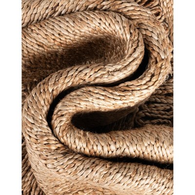 Handmade Round Brown Braided Jute Area Rug