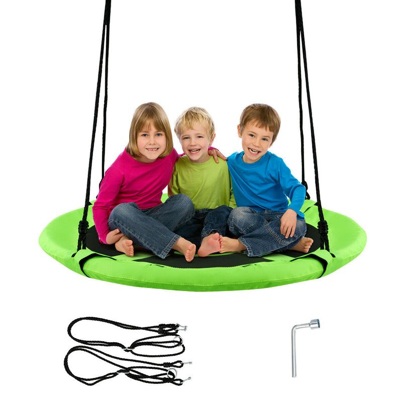 Costway 40" Flying Saucer Tree Swing Indoor Outdoor Play Set Kids Christmas Gift Purple/Blue/Green/Colorful/Blue Rocket/Blue Whale/Woods/Dark Green/Dark Pink/Yellow/Pink, 1 of 13