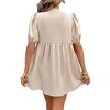 Womens Elegant Bow Neck Puff Sleeve A Line Casual Midi Dress - 3 of 4