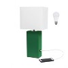 Modern Leather Table Lamp with USB and Fabric Shade - Elegant Designs - 3 of 4