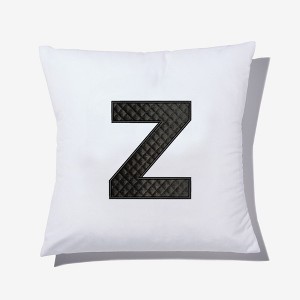 Personalization Mall Black Quilted Velour Initial Embroidered Applique Throw Pillow - 1 of 1
