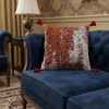 HomeRoots 18" Red And Silver Abstract Geometric Viscose Throw Pillow Cover with Tassels - 2 of 4