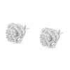 Haus of Brilliance Silver 1/2 cttw Round-cut Diamond Floral Cluster and Halo Stud Earring - 4 of 4