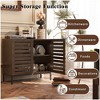 Farmhouse Sideboard Buffet Storage Cabinet with Strip Skeleton Door and Adjustable shelves, for living room dining room kitchen - 4 of 4