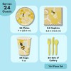 Blue Panda 144 Piece Bee Themed Party Supplies - Serves 24 Plates, Napkins, Cups, and Cutlery for What Will It Bee Gender Reveal - 4 of 4
