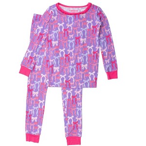 RuffleButts SoftSnooze Big Girls Ruffle Long Sleeve Pajama Set - 1 of 4