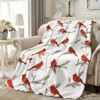Lomsoe Merry Christmas Flannel Throw Blanket with Cardinal Bird & Pine Branch Print - Red & Green Holiday Design, Vintage Home Decor Gift. - 2 of 4